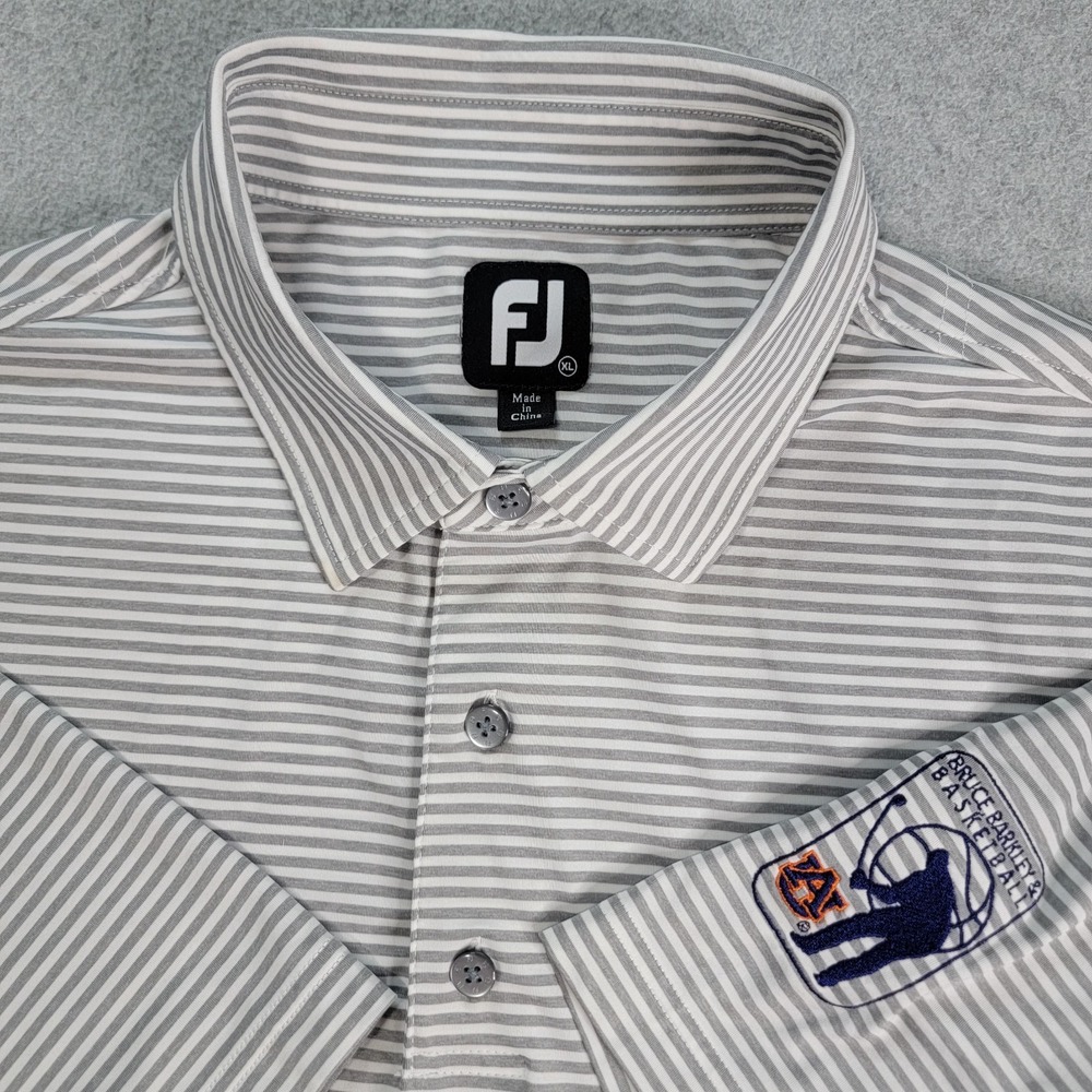 FootJoy Polo Shirt Auburn Tigers Men's XL Gray Striped Short Sleeve Football